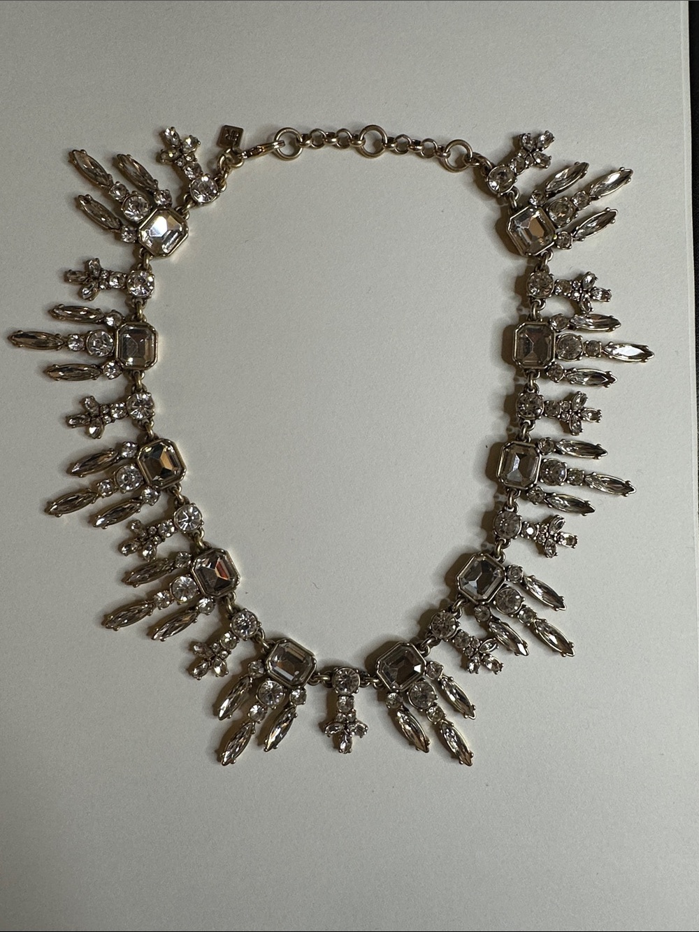 Banana Republic Crystal Statement Necklace - vintage brass and clear crystal